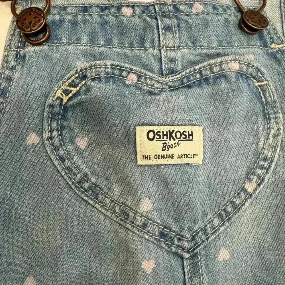 Oshkosh girls denim overall with small pink hearts size 5T